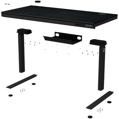 Verstellbarer Gaming-Schreibtisch mit Doppelmotor, RGB, USB, schwarz