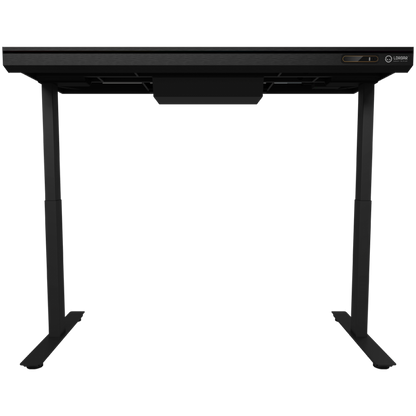 Biurko gamingowe regulowane elektrycznie z RGB, szkło hartowane, czarne