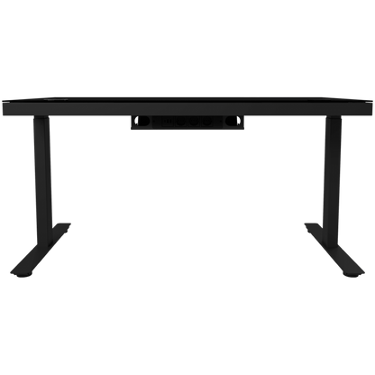 Biurko gamingowe regulowane elektrycznie z RGB, szkło hartowane, czarne