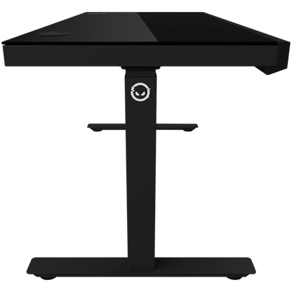 Biurko gamingowe regulowane elektrycznie z RGB, szkło hartowane, czarne