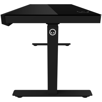 Biurko gamingowe regulowane elektrycznie z RGB, szkło hartowane, czarne