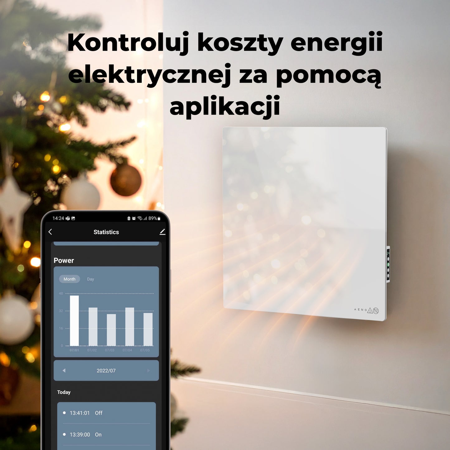 Grzejnik elektryczny na podczerwień 500W AENO GH11S Quadro Smart 1 cm