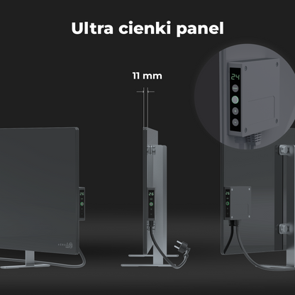 Elektrische Slim-Glasheizung 1 cm Infrarot 700W Aeno Smart Grau