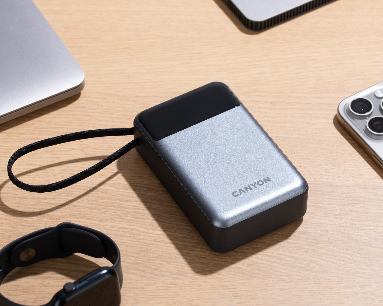 Power bank 20000 mAh PD 65W with cable Canyon OnPower 600 graphite