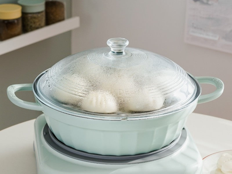 Naczynie emaliowane Buydeem CP181 aluminiowe 3,8l z szklaną pokrywą Zielone