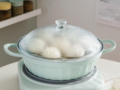 Naczynie emaliowane Buydeem CP181 aluminiowe 3,8l z szklaną pokrywą Zielone