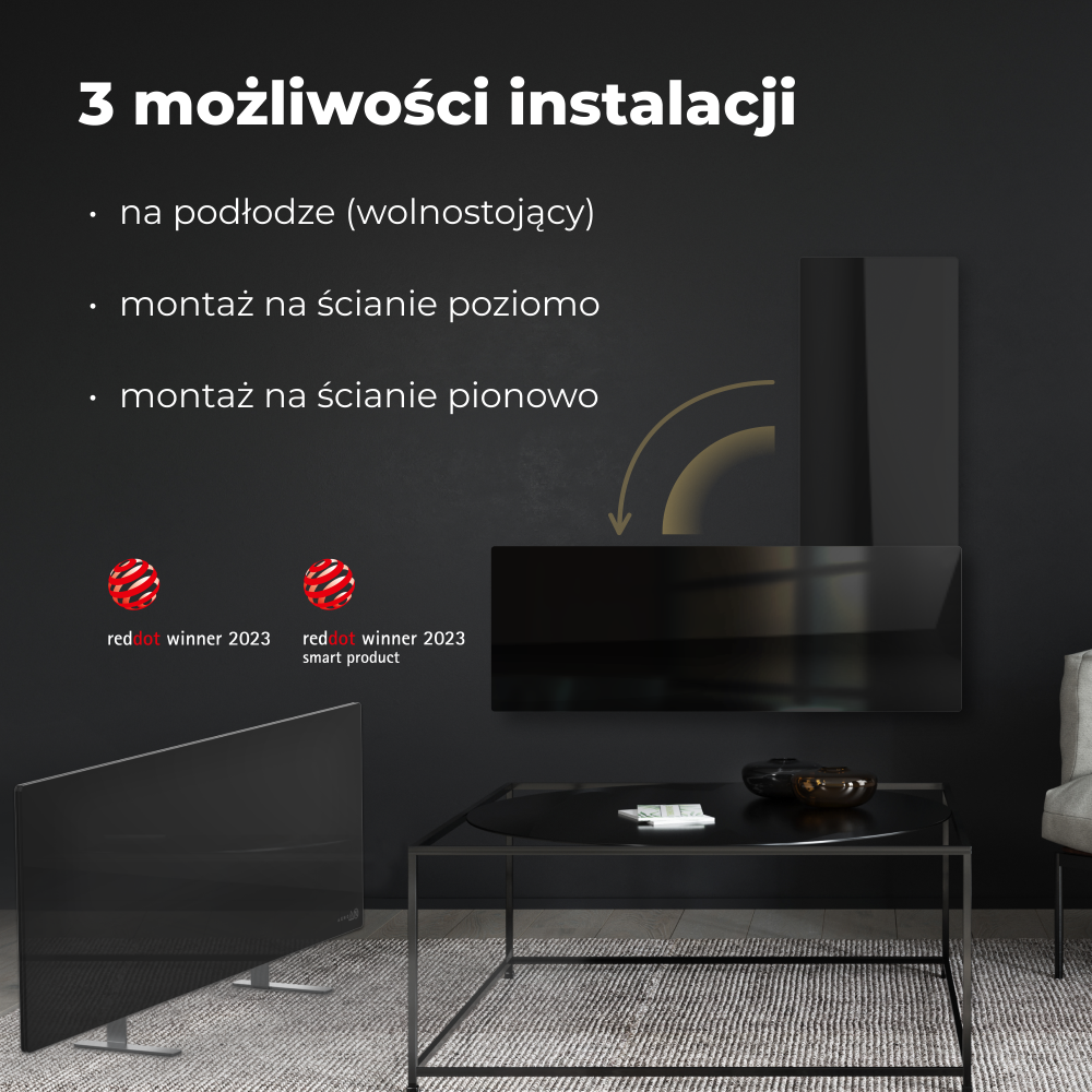 Grzejnik elektryczny podczerwony 700W slim 1 cm Aeno Smart czarny