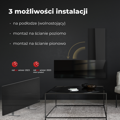 Grzejnik elektryczny podczerwony 700W slim 1 cm Aeno Smart czarny