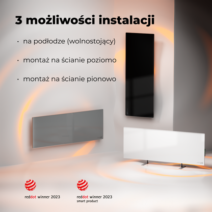 Schlanker elektrischer Glasheizkörper 1 cm Infrarot 700W Aeno Smart schwarz