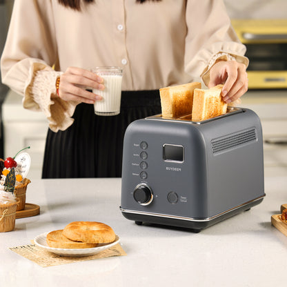 Buydeem DT730E Toaster Automatisch 9 Stufen 900W Retro Grau