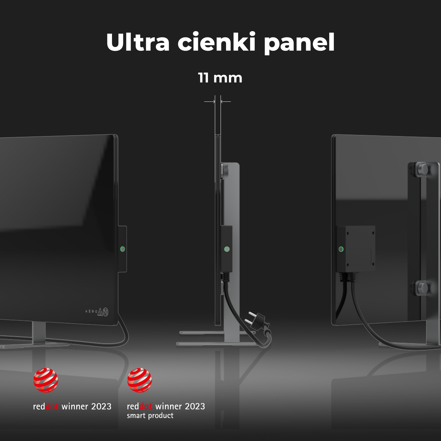 Grzejnik elektryczny podczerwony 700W slim 1 cm Aeno Smart czarny