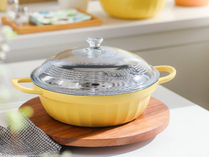 Naczynie emaliowane Buydeem CP181 aluminiowe 3,8l ze szklaną pokrywą Żółte