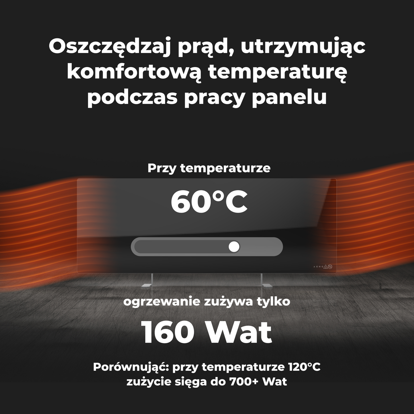 Grzejnik elektryczny podczerwony 700W slim 1 cm Aeno Smart czarny