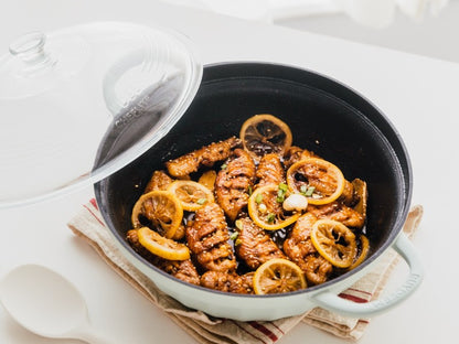 Naczynie emaliowane Buydeem CP181 aluminiowe 3,8l z szklaną pokrywą Zielone