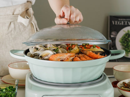 Naczynie emaliowane Buydeem CP181 aluminiowe 3,8l z szklaną pokrywą Zielone