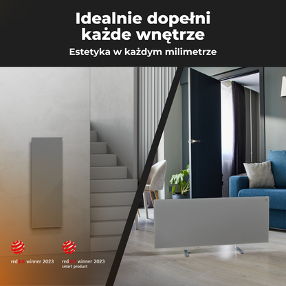 Elektrische Slim-Glasheizung 1 cm Infrarot 700W Aeno Smart Grau