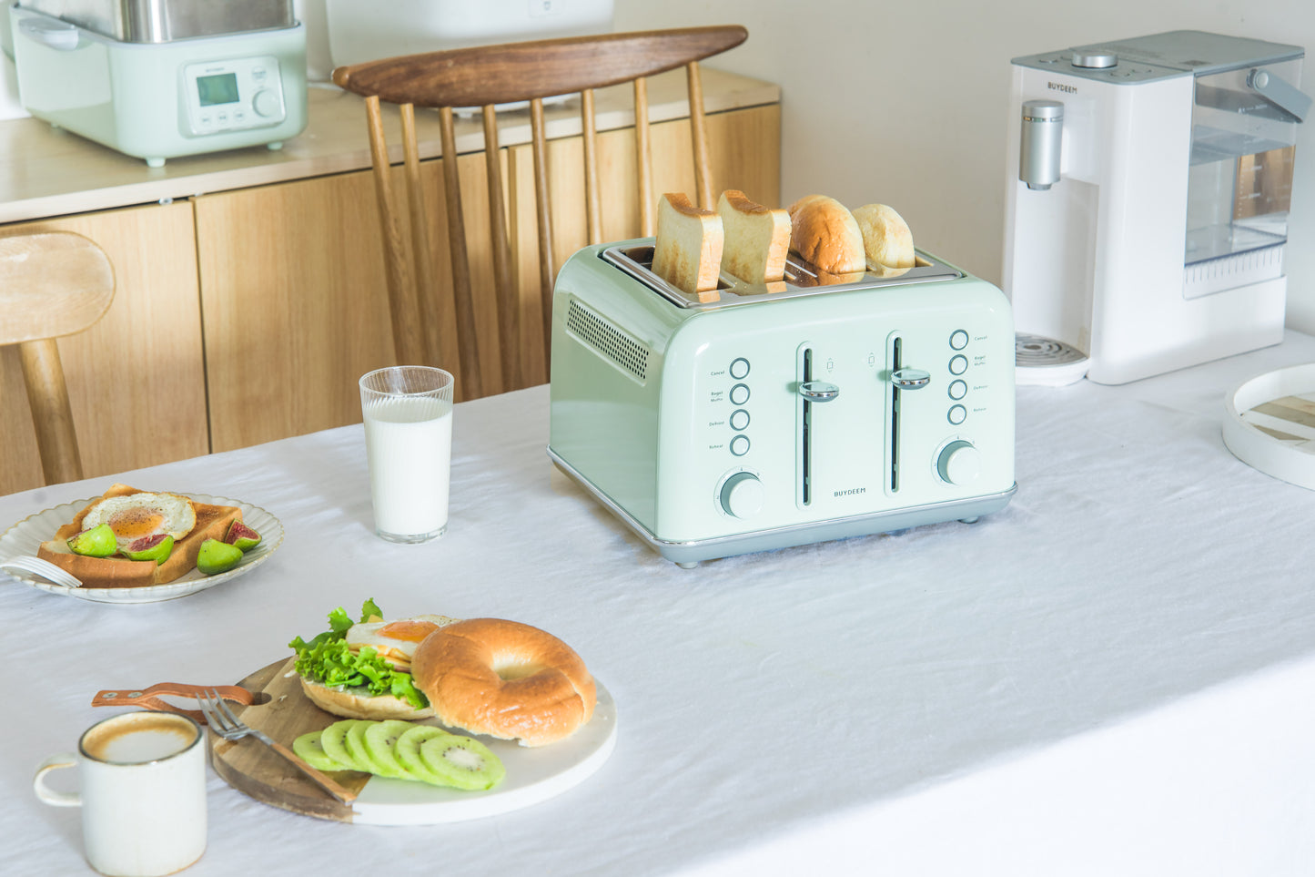 Toaster Buydeem DT640E für 4 Scheiben 1800 W Auftaufunktion Pastellgrün