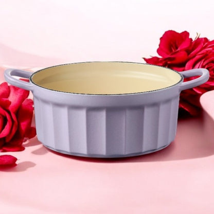 Naczynie żeliwne Buydeem CP521 emaliowane 2,9l kuchenne Pastelowe Fioletowe