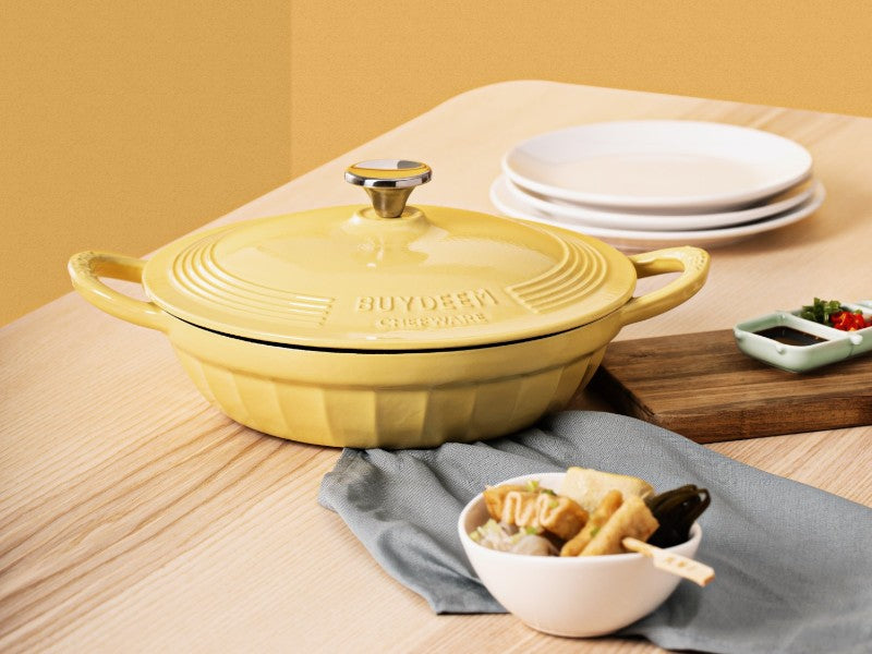 Naczynie żeliwne Buydeem CP581 emaliowane 3,3l Pastelowe Żółte