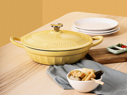 Naczynie żeliwne Buydeem CP581 emaliowane 3,3l Pastelowe Żółte