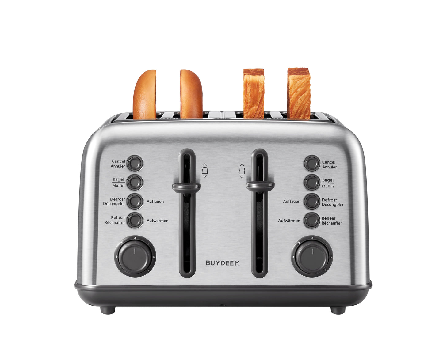 Toaster Buydeem DT640E 4 Scheiben Edelstahl mit Auftaufunktion
