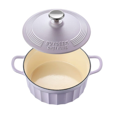Naczynie żeliwne Buydeem CP521 emaliowane 2,9l kuchenne Pastelowe Fioletowe