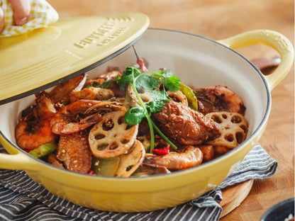 Naczynie żeliwne Buydeem CP581 emaliowane 3,3l Pastelowe Żółte