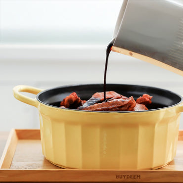 Naczynie żeliwne Buydeem CP521 emaliowane 2,9l kuchenne Pastelowe Żółte