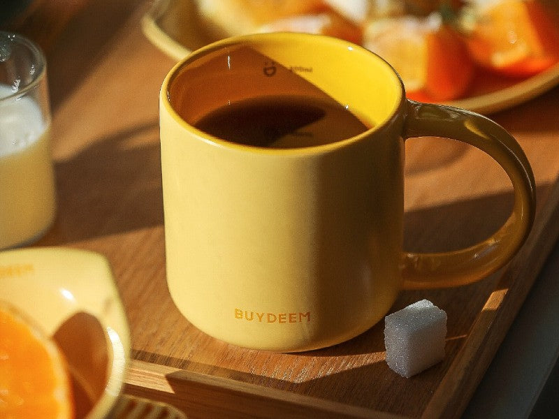 Kubek ceramiczny 300 ml Buydeem CD1018 do kawy i herbaty Pastelowy Żółty