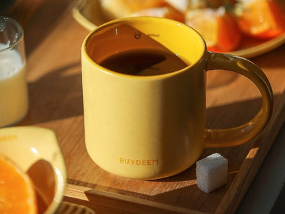 Kubek ceramiczny 300 ml Buydeem CD1018 do kawy i herbaty Pastelowy Żółty
