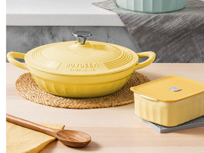 Naczynie żeliwne Buydeem CP581 emaliowane 3,3l Pastelowe Żółte