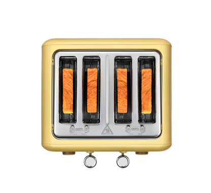 Buydeem DT640E 4-Schlitz-Toaster mit Auftaufunktion, Pastellgelb