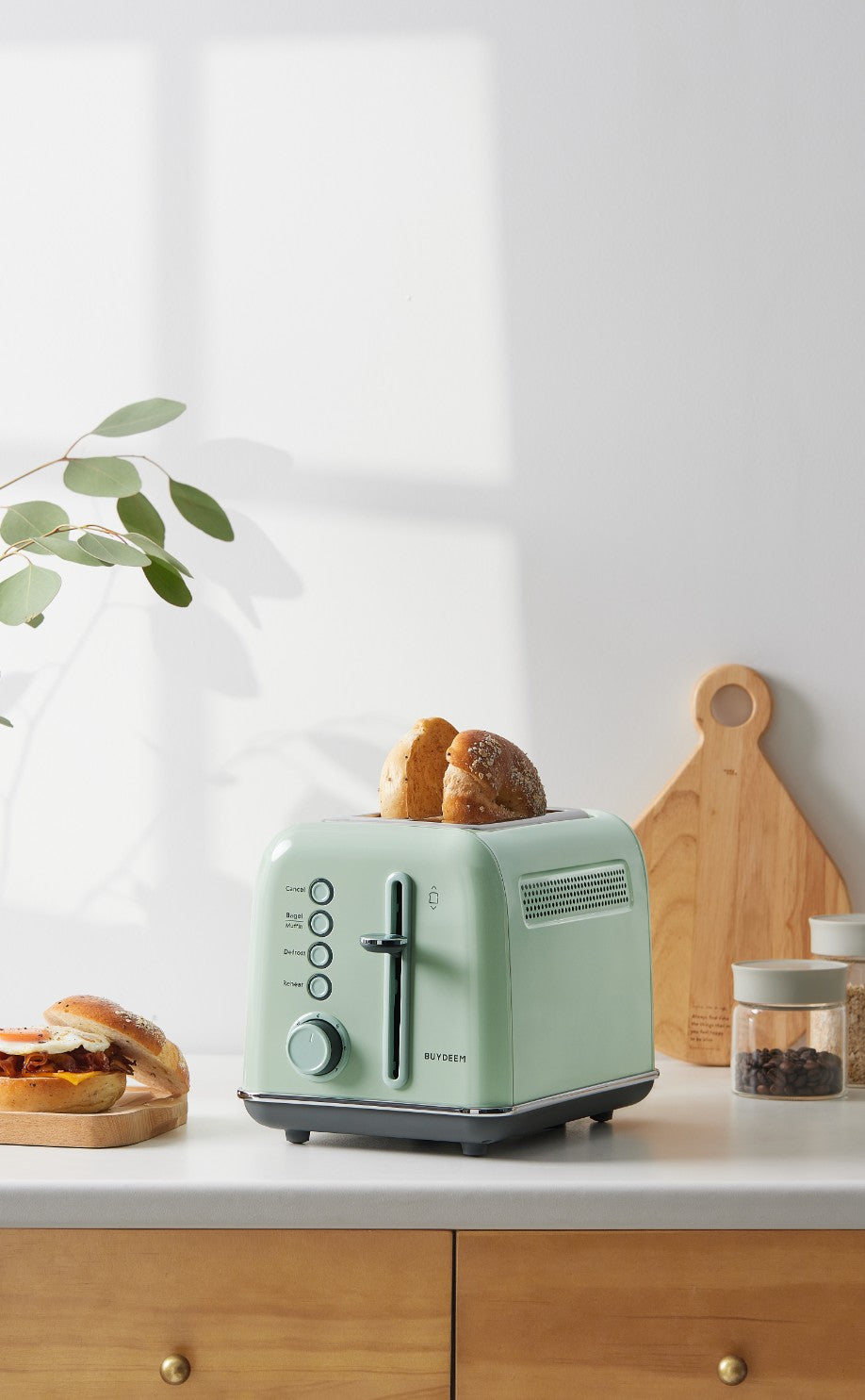 Buydeem Toaster DT620E Auftaufunktion 7 Stufen 900W Pastellgrün