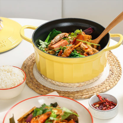 Naczynie żeliwne Buydeem CP521 emaliowane 2,9l kuchenne Pastelowe Żółte