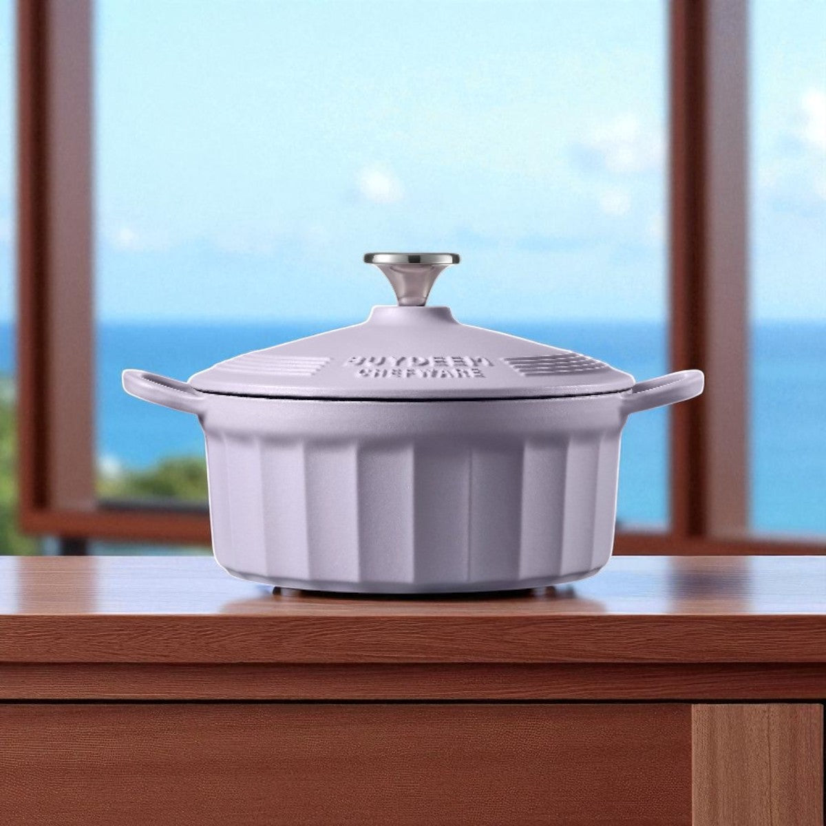 Naczynie żeliwne Buydeem CP521 emaliowane 2,9l kuchenne Pastelowe Fioletowe
