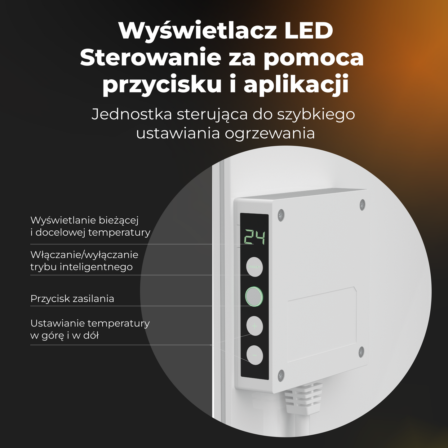 Szklany grzejnik elektryczny slim 1 cm na podczerwień 700W Aeno Smart biały