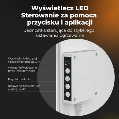 Szklany grzejnik elektryczny slim 1 cm na podczerwień 700W Aeno Smart biały