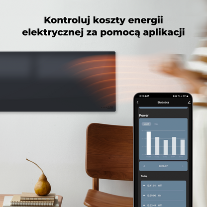 Grzejnik elektryczny podczerwony 700W slim 1 cm Aeno Smart czarny