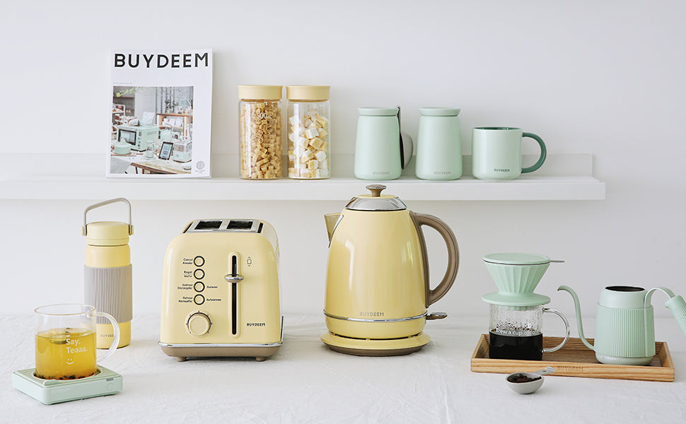 Czajnik elektryczny Buydeem K640 1,7l 2400W Retro Pastelowy Żółty