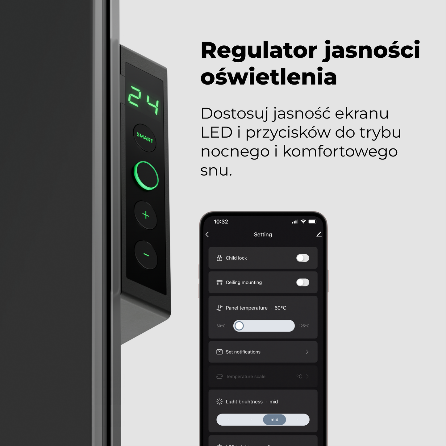 Schlanker elektrischer Glasheizkörper 1 cm Infrarot 700W Aeno Smart schwarz