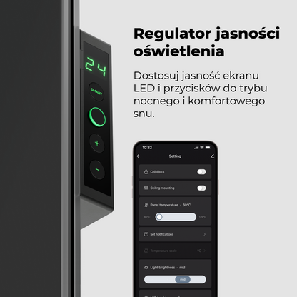 Schlanker elektrischer Glasheizkörper 1 cm Infrarot 700W Aeno Smart schwarz