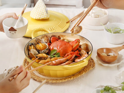 Naczynie żeliwne Buydeem CP581 emaliowane 3,3l Pastelowe Żółte