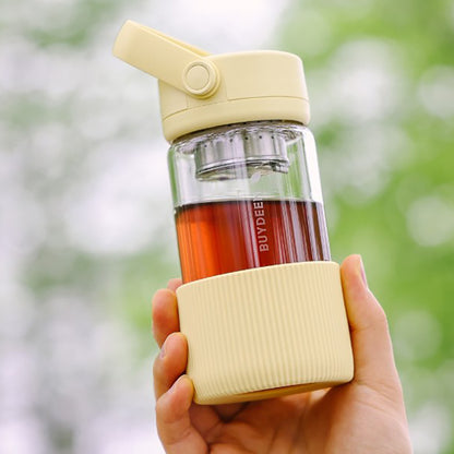 Butelka szklana z zaparzaczem 300 ml do herbaty Buydeem DG42 Żółta