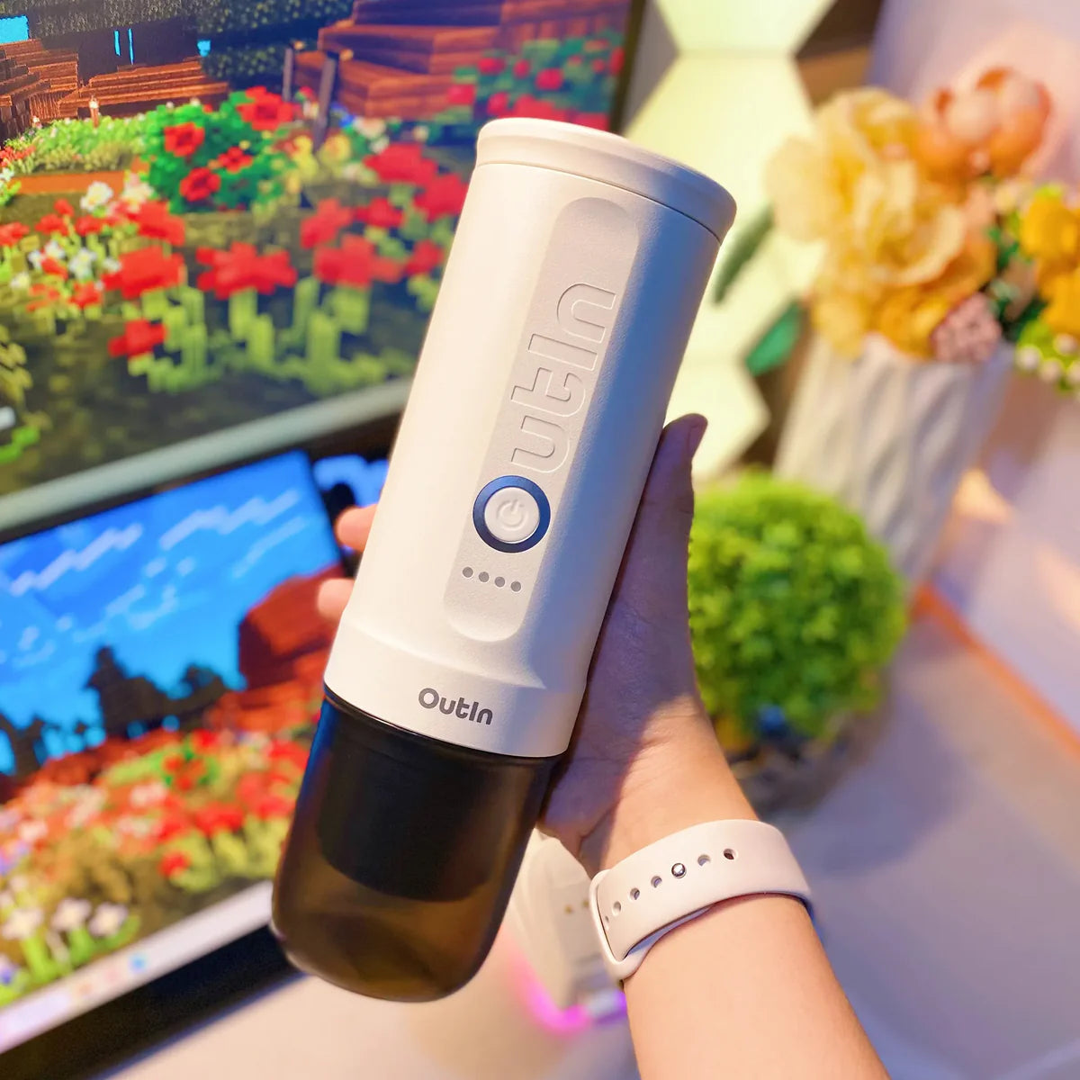 Ekspres do kawy przenośny OutIn Nano Perłowo Biały