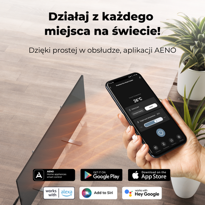 Grzejnik elektryczny podczerwony 700W slim 1 cm Aeno Smart czarny