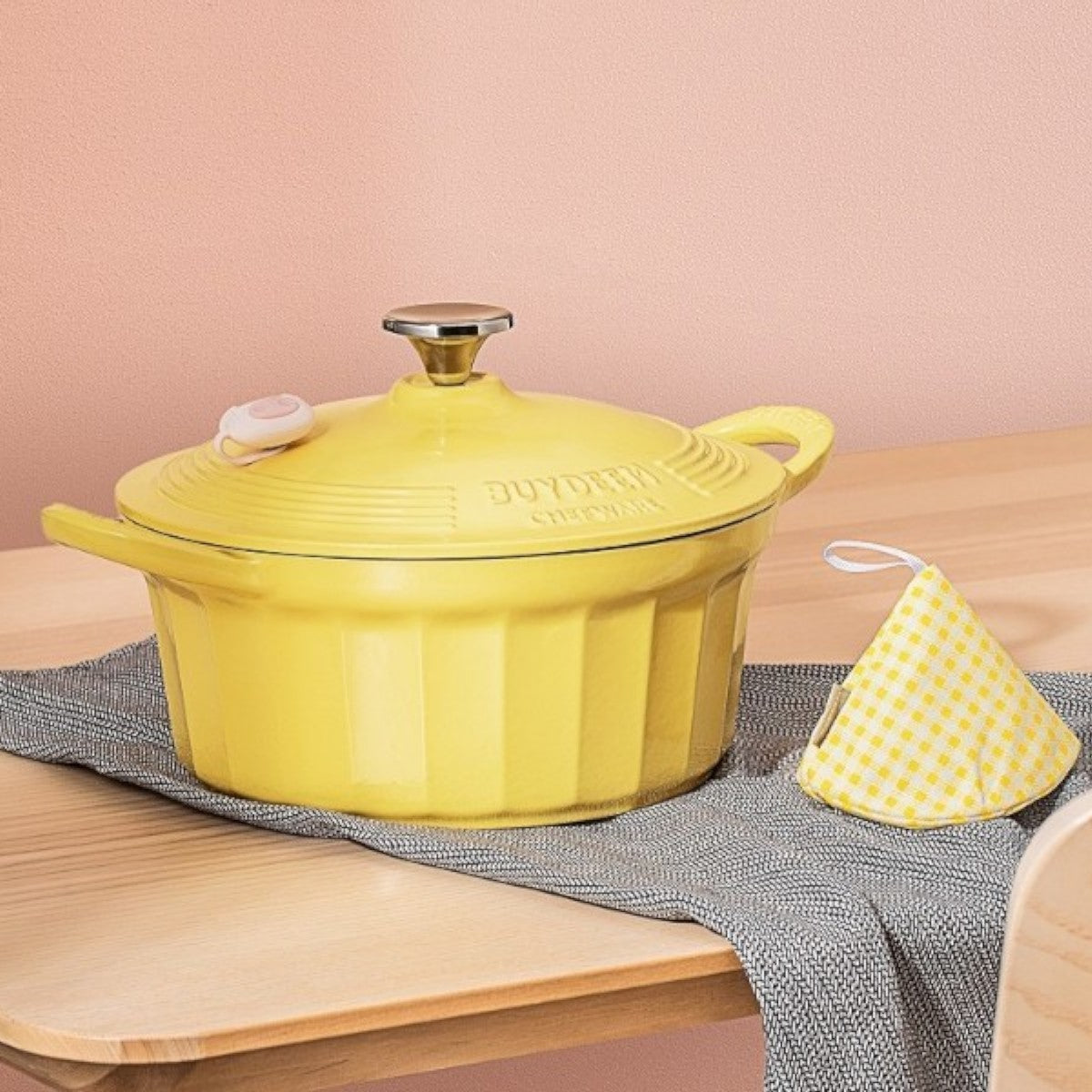 Naczynie żeliwne emaliowane Buydeem CP551 3,9l pastelowe żółte