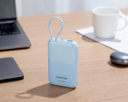 Powerbank 10000 mAh PD 22.5W mit Kabel Canyon OnPower 101 blau
