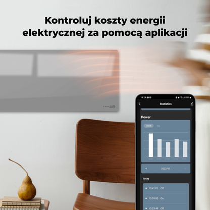 Elektrische Slim-Glasheizung 1 cm Infrarot 700W Aeno Smart Grau