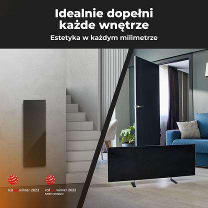 Schlanker elektrischer Glasheizkörper 1 cm Infrarot 700W Aeno Smart schwarz
