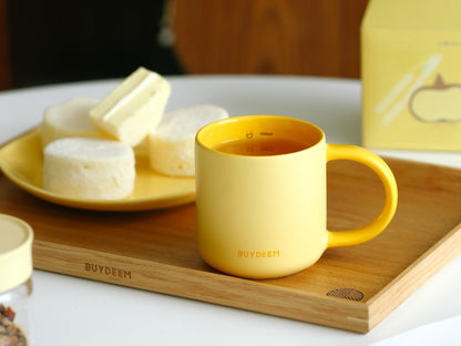 Kubek ceramiczny 300 ml Buydeem CD1018 do kawy i herbaty Pastelowy Żółty